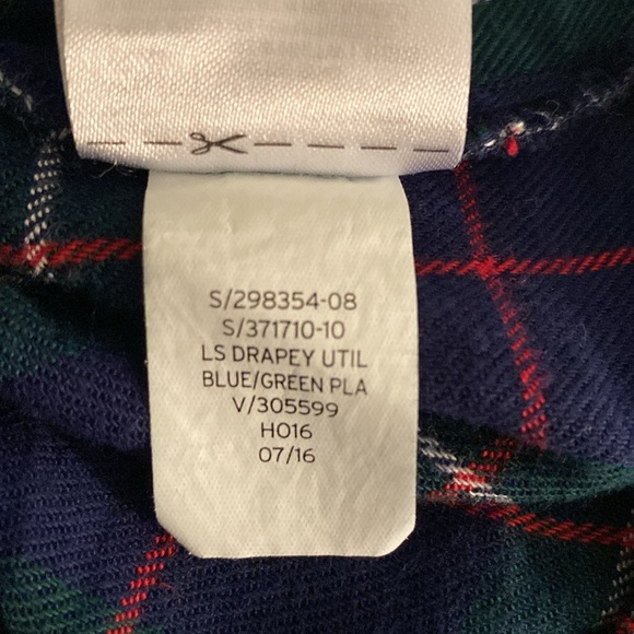Gap Factory Blue/Green Plaid Boyfriend Fit Drapey Flannel Shirt Size Large - Picture 15 of 15